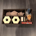 5-6 Player Blue Stained Catan Compatible Board Set with Laser Etched Terrain, Border and Number Pieces - Without Box