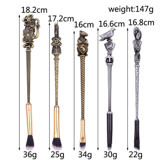 5 pcs/ Set Cute Harry Potter Magic Wand Makeup Brush Beauty Professional Tools Cosmetics Action Toys For Girls Metal Figures