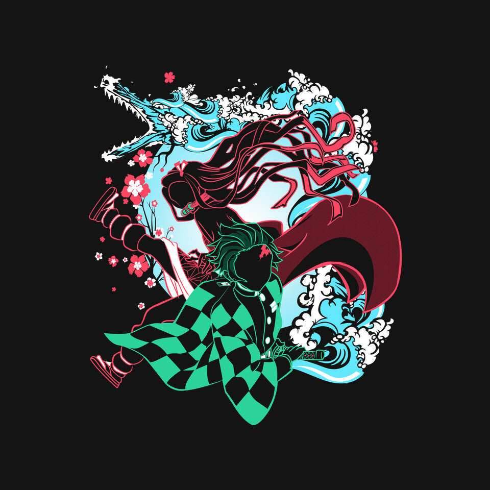 Demon Sister Slayer Brother - None / Black / 16x16