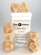 Marble Latte with Metallic Gold Numbers 7-Dice Set RPG DND Dice - 
