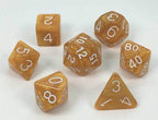 Marble Caramel with White Numbers 7-Dice Set RPG DND Dice - 