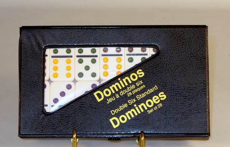 Dominoes - Double 6 Color Dot Ivory Dominoes - 