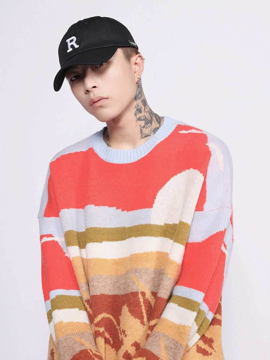 Farmland Artwork Knit Sweater - M