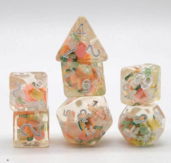 Rabbit Meets Carrots Dice Clear Dice w/ Carrots 7-Dice Set Rpg - 