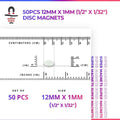 50pcs 12mm x 1mm (Approximately  1/2" x 1/32") Disc Magnets