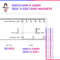50pcs 4mm x 2.5mm (Approximately 5/32" x 3/32") Disc Magnets