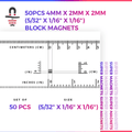 50pcs 4mm x 2mm x 2mm (Approximately 5/32" x 1/16" x 1/16") Block Magnets