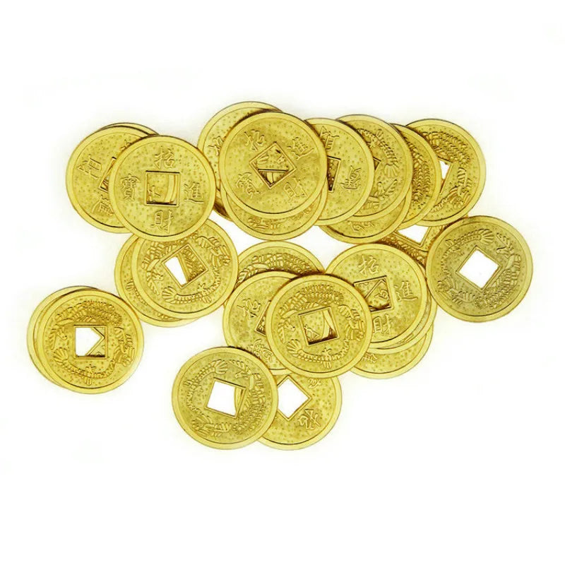 50Pcs/set Fortune and Treasure Money Coin Square Hole Chip Coin Alloy Plating Dragon and Phoenix for Board Game accessories