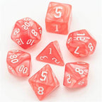 Red Macaron 7-Dice Blend Set w/White Numbers - 