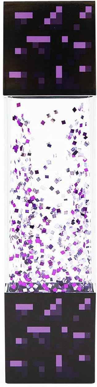 Minecraft Nether Portal Lamp - LED Glitter Motion Light | Bedside Table Decor - 