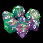 Potions Portion Green/Purple Glitter 7-Dice Set by HendgaDice - 