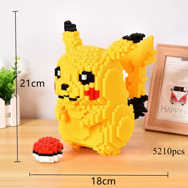 5210pcs Anime Pokemon Pikachu Diamond Micro Building Blocks Games Model  Mini Bricks Figure Difficult Decompression Toys Gift