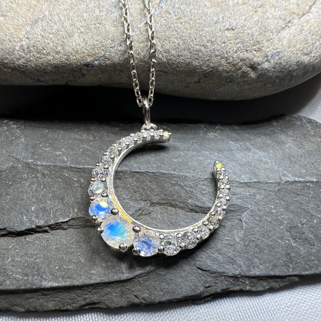 Moonstone Crescent Moon Necklace