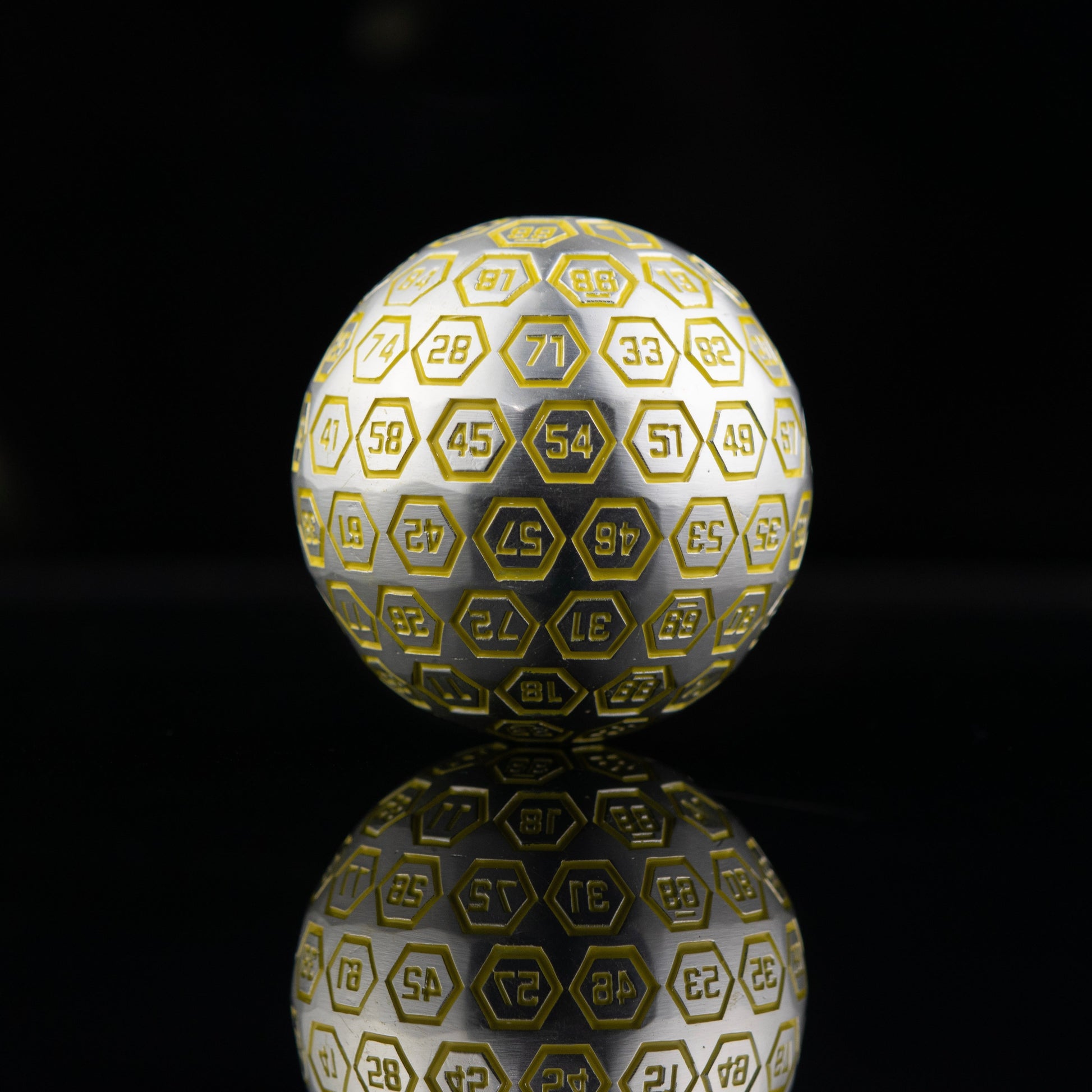 The Orb D100 -  Neon Yellow and Matte Silver Metal Die