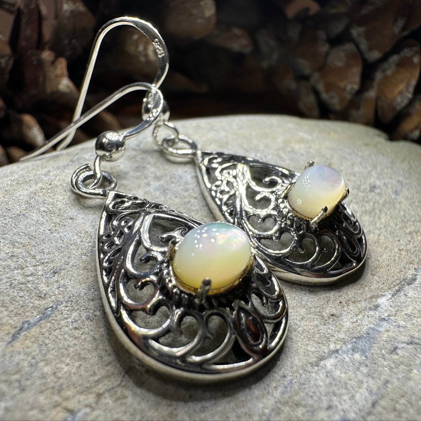 Alby Celtic Raindrop Earrings - abalone shell