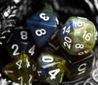 Yellow & Blue w/white Galaxy Glitter 7-Dice Set RPG - 