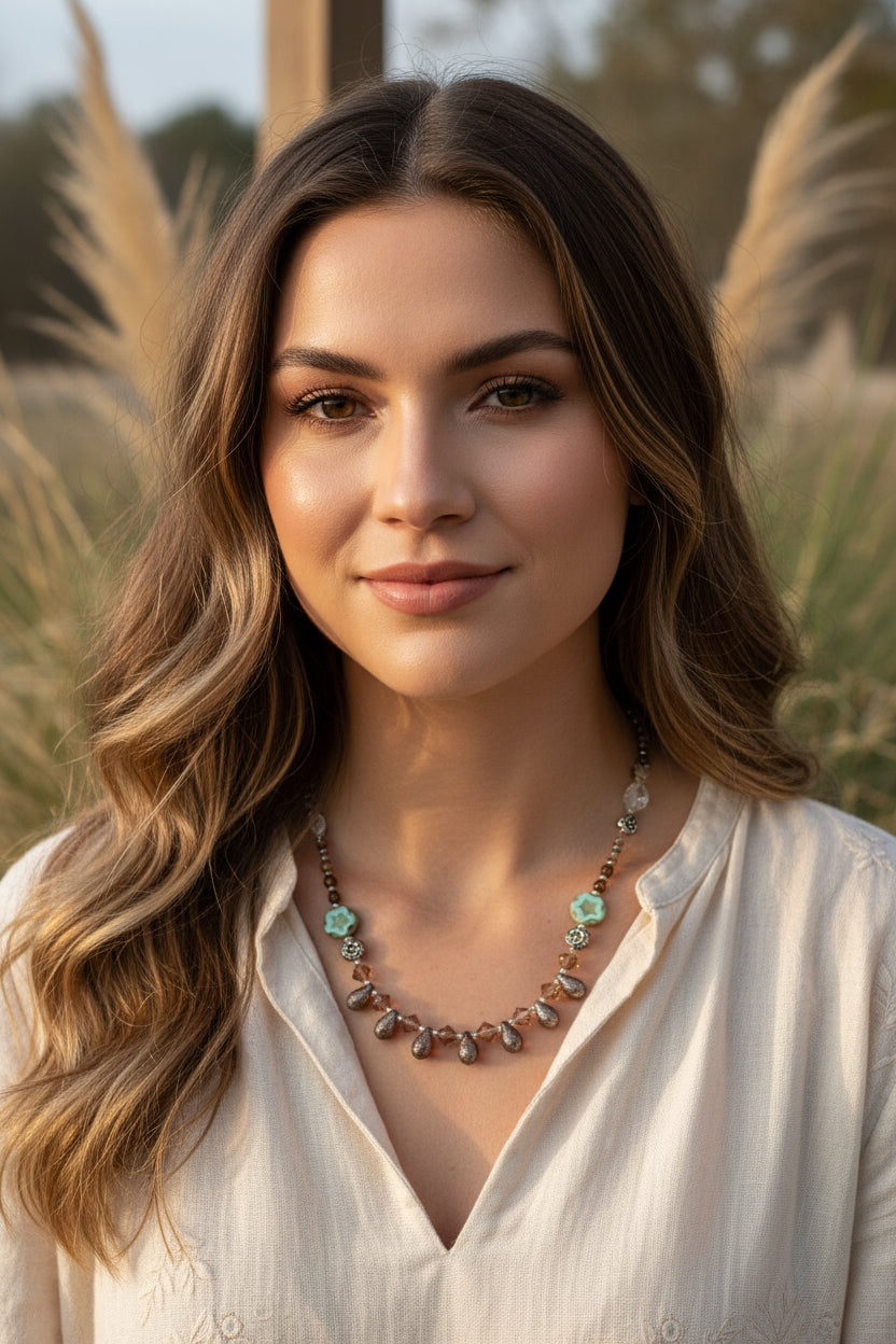 Golden Lotus Crystal Necklace
