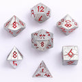 Barbarian Solid Metal Polyhedral Dice Set - Matte Silver Red - 