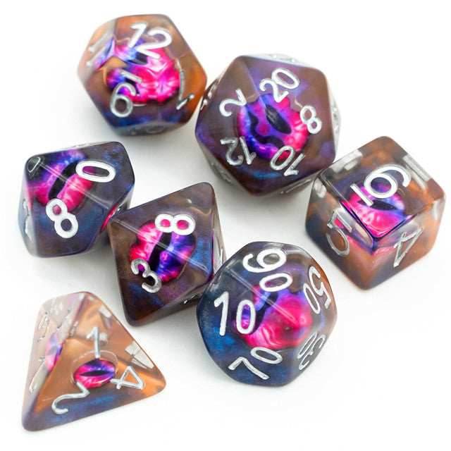Demon Eye Dragon Eye Dice 7-Dice Set Resin Dungeons and Dragons Dice - 