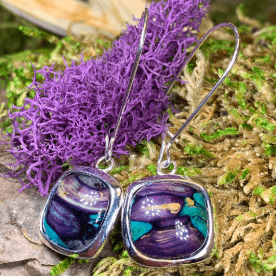 Heathergems Celtic Square Earrings - Green