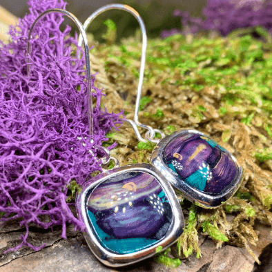 Heathergems Celtic Square Earrings - Purple