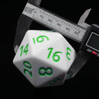 55mm Titan d20 (White with Green) Huge d20 for DND RPG - 
