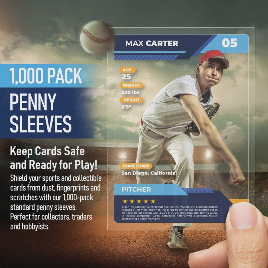 1000 Pack   Standard Size Penny Sleeves