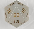 55mm Transparent D20 (Pearl w/ Gold) Spin-Down Die - 