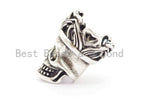 Antique Style King Crown Skull Bead, For 550 Paracord Survival Bracelet, Men's Bracelet Beads, Paracord KeyChain Beads, 24mm, 1pc, sku#Y132