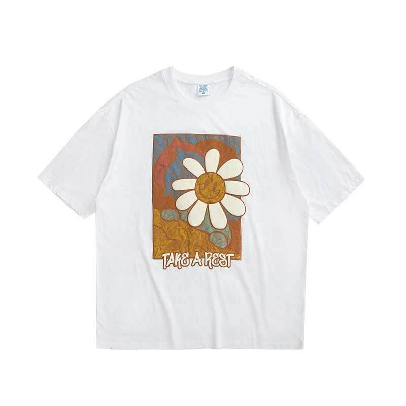 Color Artwork Daisy Tee - White / M