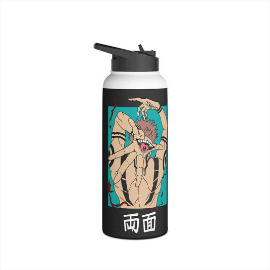 Stainless Steel Sukuna Anime Insulated Water Bottle With Standard Lid - 32oz / Black