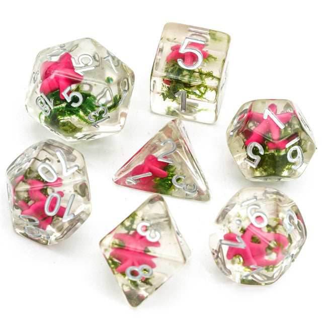 Pink Starfish Dice 7-Dice Set Resin Dungeons and Dragons Dice - 