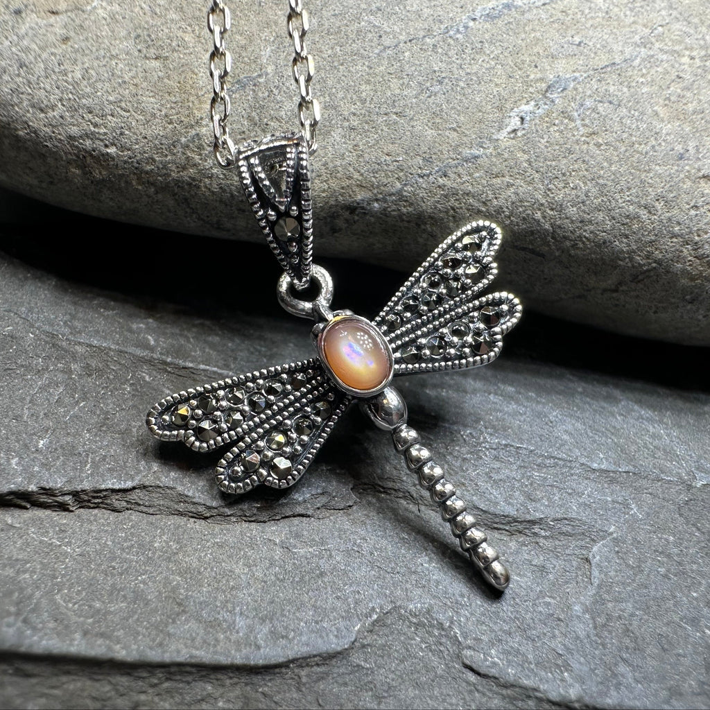 Triple Spiral Dragonfly Necklace