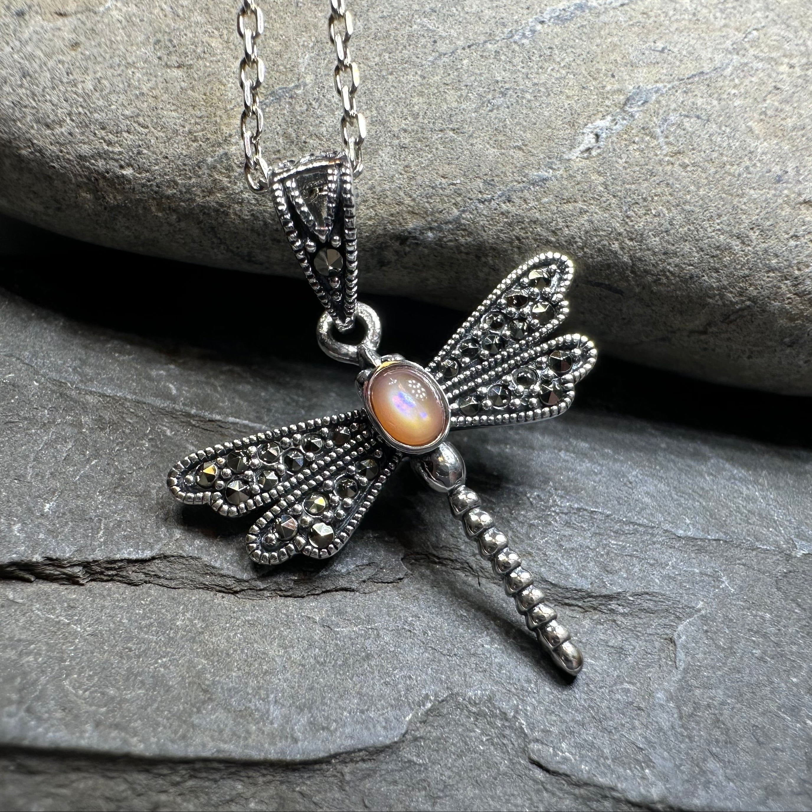 Triple Spiral Dragonfly Necklace