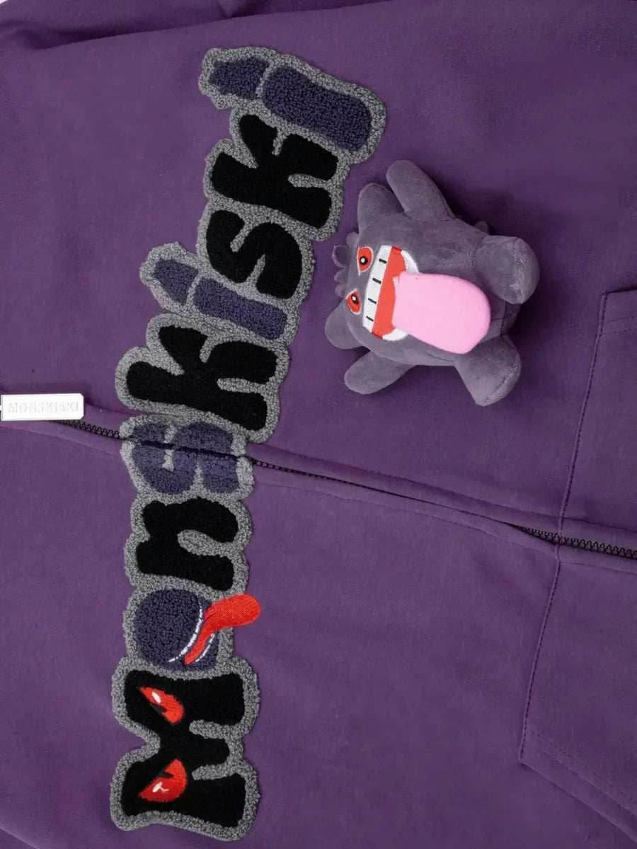'Shadow Monster' Kawaii Creepy Cute Streetwear Hoodie - purple / m