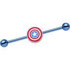 Licensed Blue Anodized Captain America Logo Industrial Barbell 35mm