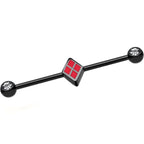 Licensed Black Plated Harley Quinn Logo Industrial Barbell 35mm