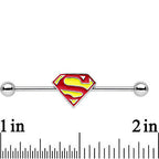 Licensed Stainless Steel Yellow Superman Logo Industrial Barbell 35mm