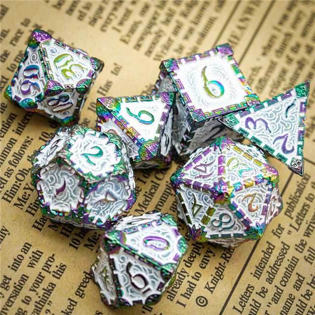 White Rainbow Metal Dice（Dagger of Venom）7-Dice Udixi RPG - 