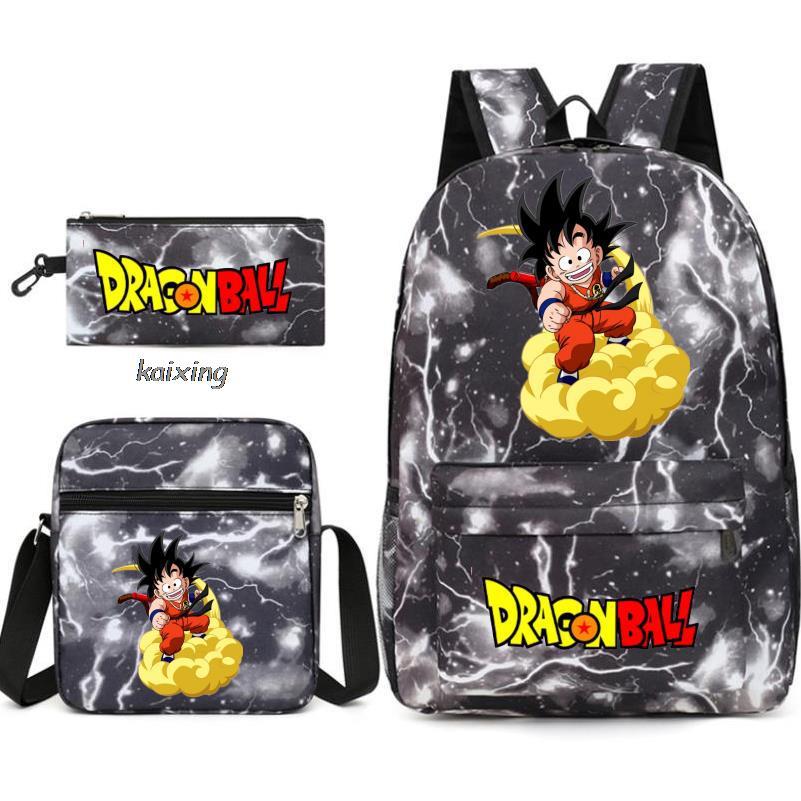 Dragon Ball Backpack Student Shoulder Bag Travel Bag 3-Piece Set