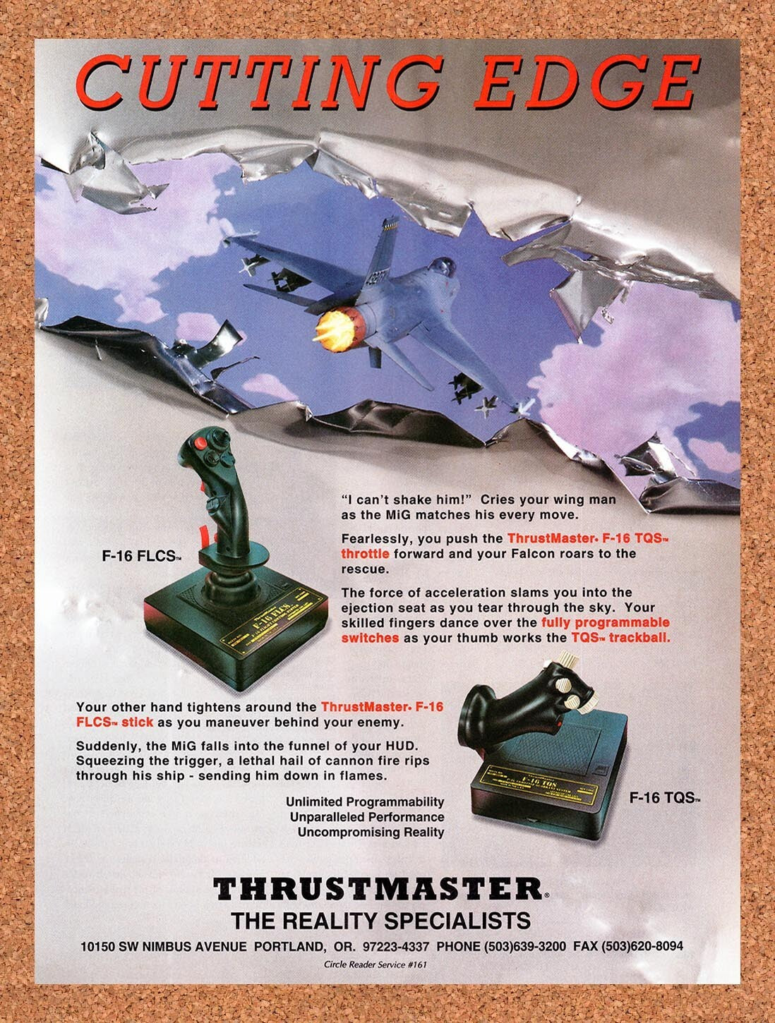 1995 Thrustmaster F-16 Flight Sticks Original Ad v2