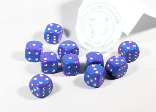 New Silver Tetra Dice with Silver Pips 12mm D6 RPG Dice (10) Yahtzee by Chessex - 