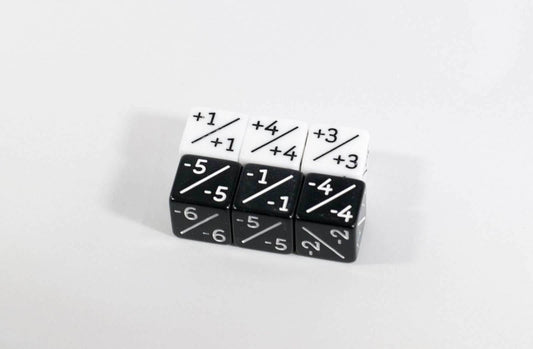 White & Black D6 MTG +1 & -1 Counter Dice - 6 Pack - Magic: The Gathering DnD - 