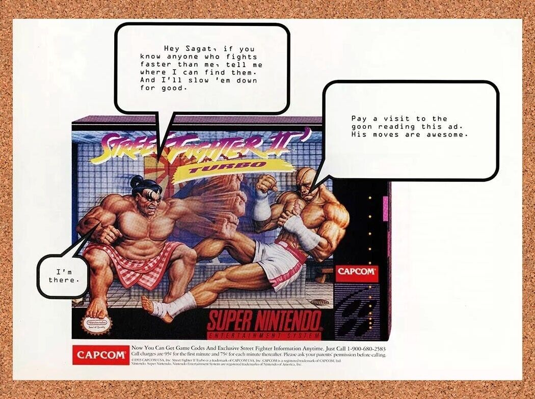 1995 Street Fighter II Turbo SNES Original Ad