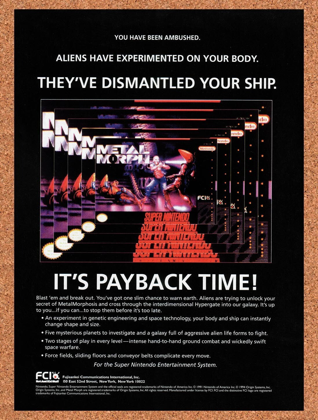 1995 Metal Morph SNES Original Ad v2