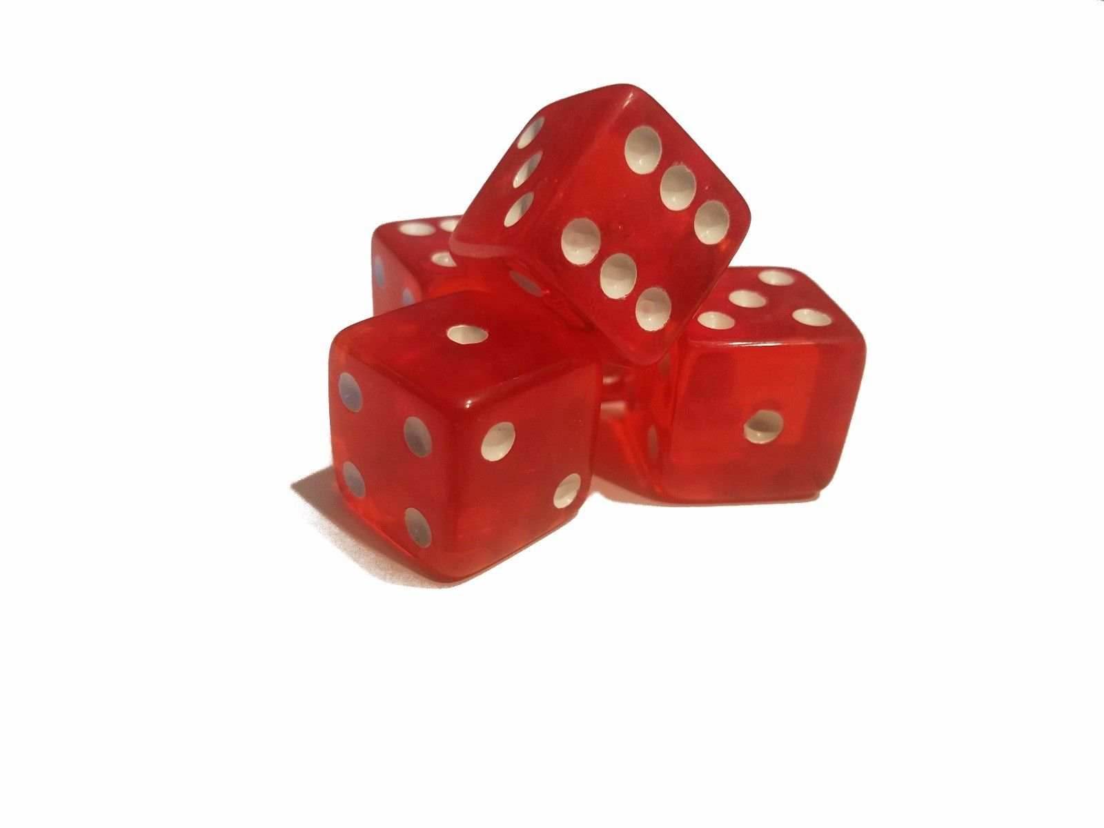 5 BRAND NEW Red DICE 19mm 5 Great DICE Casino PLAY Home Games Crafts BIG FUN - 
