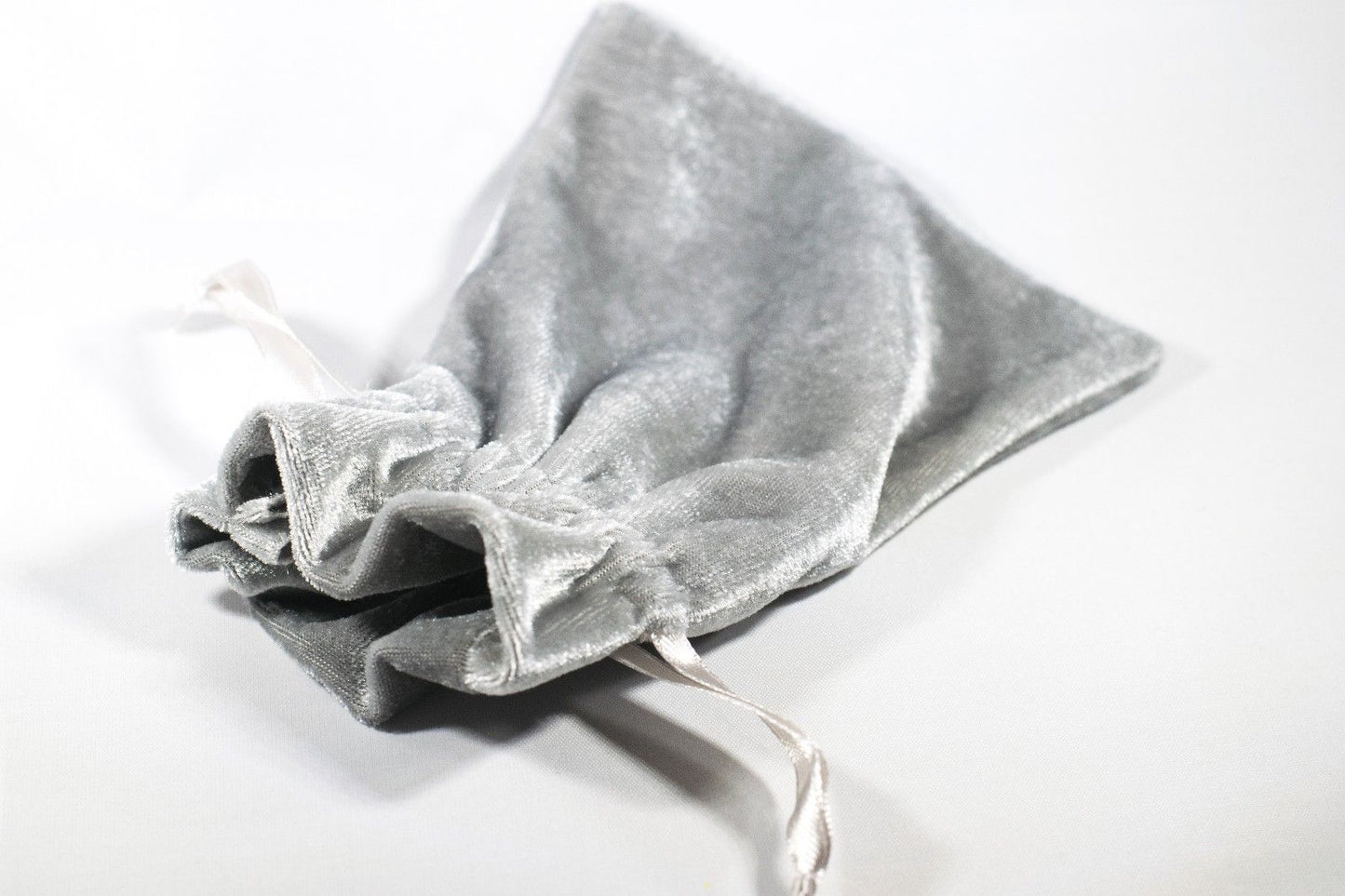 Silver Velvet Gift Dice Bag 4" x 6" Dice Bag | grey Velvet Counter Pouch