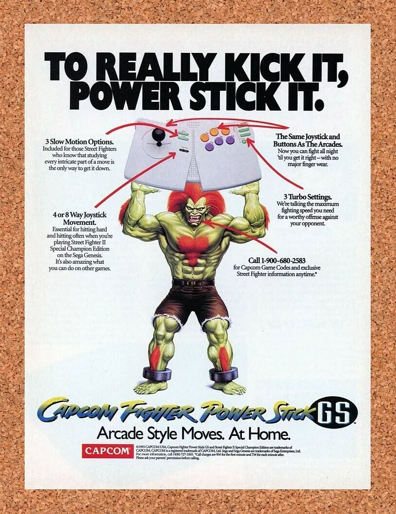 1994 Capcom Fighter Power Stick Street Fighter Original Ad v1