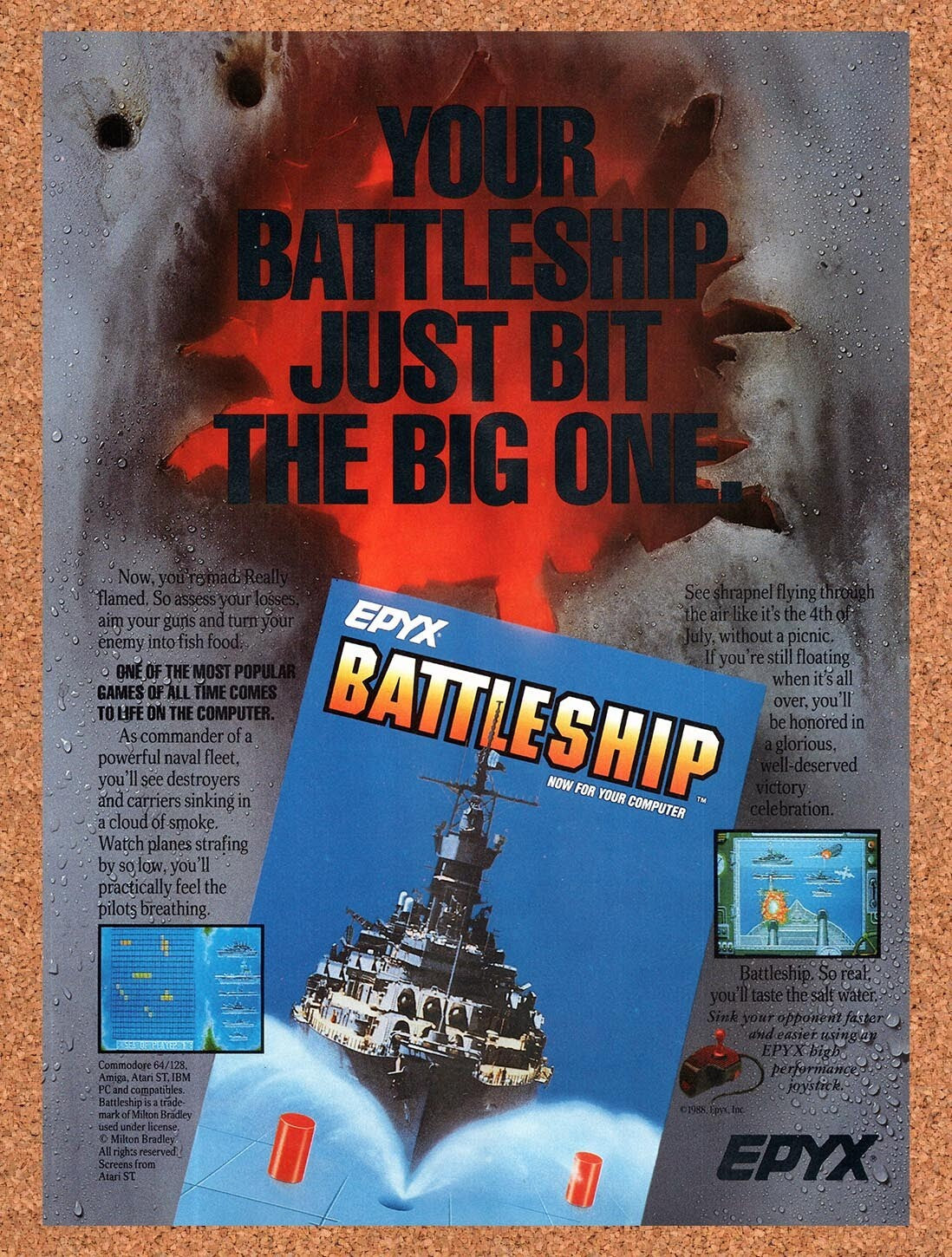 1988 Battleship Amiga Original Ad v1