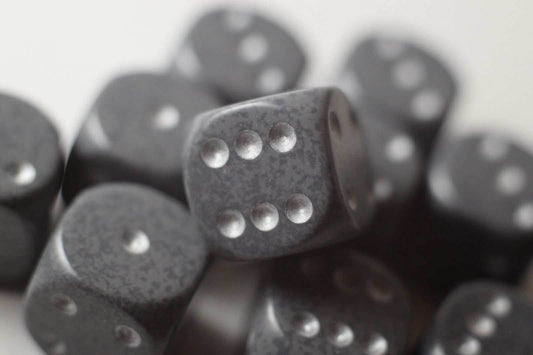 Hi-Tech Speckled 16mm D6 Pipped | Grey/Silver (sold per piece) - 